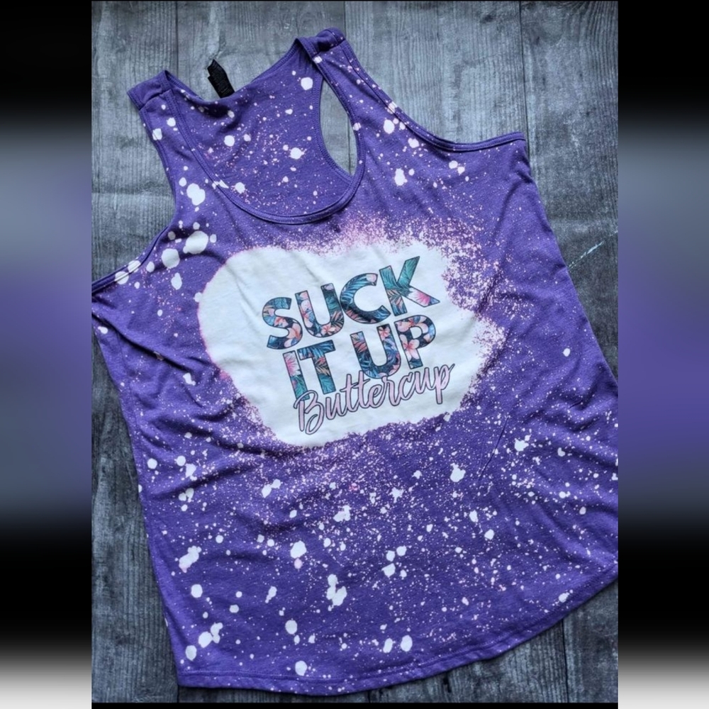 Purple Sublimation Bleach Summer Tank Top Shirt Suck it Up Buttercup